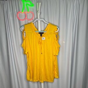 Yellow Cold Shoulder Blouse